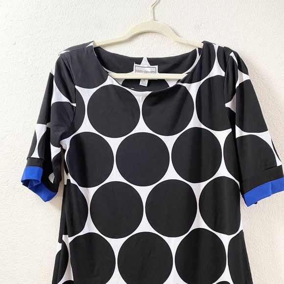Karin‎ Steven’s Shift Women's Black White Polka Dot Size 10 - Picture 2 of 8